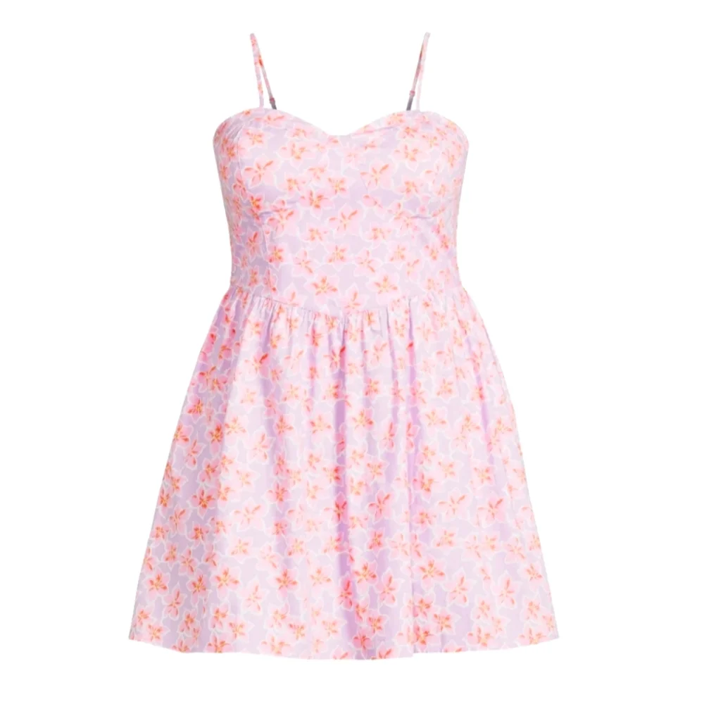 No Boundaries‎ Poplin Pink and Purple Floral Dress Size Large